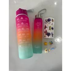 kit garrafinhas motivacionais kit garrafa escolar academia garrafa com adesivo kawaii garrafa fosca com 2 uni
