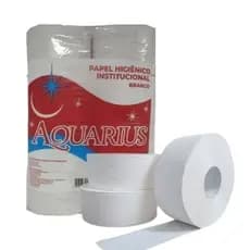 Papel Higiênico barato Rolão 130 a 140 metros Institucional Aquarius Branco com 8 rolos 140m qualidade não é lixa