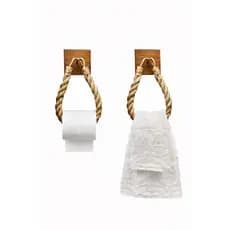 Kit 2 Porta Papel Toalha em Corda Rústico Retrô Vintage – Banheiro Cozinha Decoração Funcional