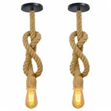 2 luminária pendente de teto em corda 1,10m rústica estilo industrial vintage retrô E27