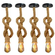4 luminária pendente de teto em corda 1,10m rústica estilo industrial vintage retrô E27