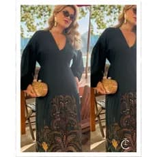 Vestido longo azul marinho
