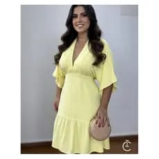 vestido feminino, vestido curto, vestido em sarja, vestido manga flare, vestido elegante, vestido casual, vestido festa
