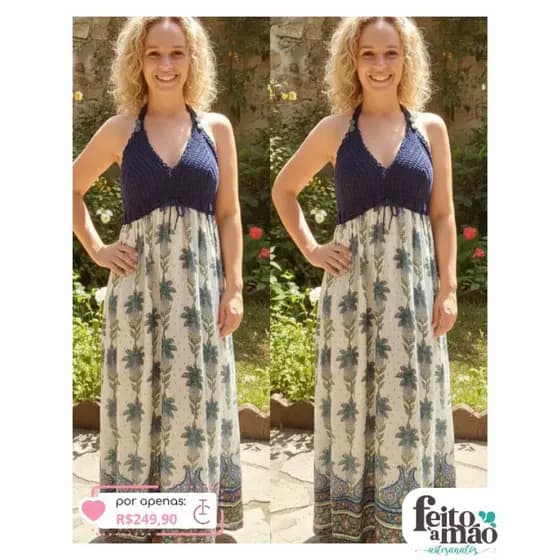 Vestido crochê inspiração farm boho chic