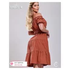 Vestido Curto Terracota sarja moda evangelica
