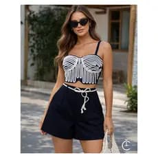 Conjunto Alfaiataria Premium: Cropped + Short Social