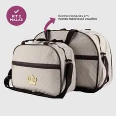 Kit Bolsa Saída Maternidade Bege Bebê Menino Menina 2 Peças