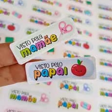Etiqueta adesiva de visto pela mamae visto pelo papai, personalizada em qualquer tema
