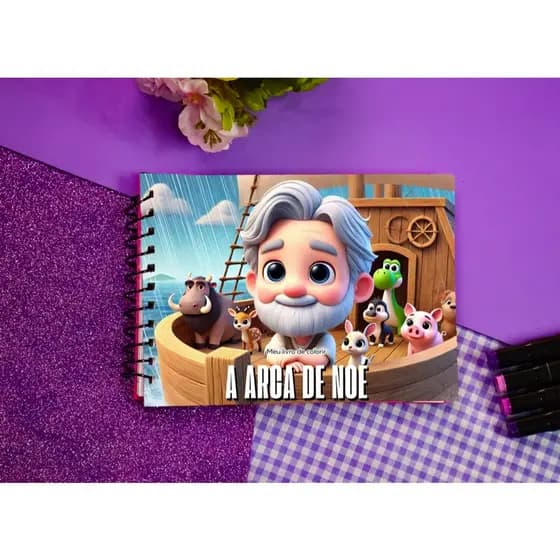 caderno colorir noe cristão 50 paginas