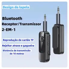 Transmissor receptor Bluetooth 5.34 2 em 1 adaptador Bluetooth para carro com clipe compatível com TF AD-238