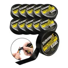kit 10 rolo de Fita Isolante 18mm 20 Metros Preta duramax Preto antichamas