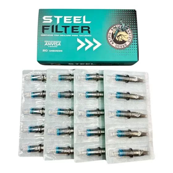 20un Caixa de cartucho tatuagem Steel Filter Profissional varias medidas