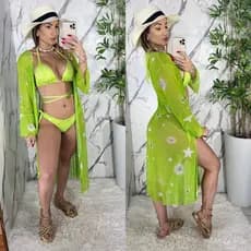 Kit Biquini + Kimono Feminino No Tule
