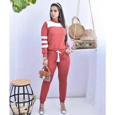 Conjunto Feminino Blusa Manga Longa Calça Inverno Frio