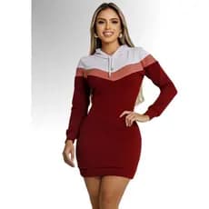 Vestido Feminino Curto Midi Manga Longa Capuz Inverno Frio 2026