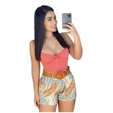 Shorts feminino Cintura Alta Bermuda feminina Com Elastano