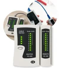 Testador de Cabos RJ45 RJ11 Cabo de Rede e Telefone | Master e Remoto | Com Luz de LED Bateria 9v
