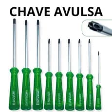 Chave Torx Avulsa Lotus T8 T10 T15 T20 T25 T27 T30 T40 T45 Furo Cabo Verde Translúcido Profissional
