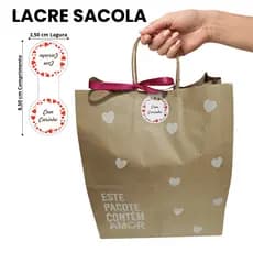Lacre Para Sacola 60 Adesivos “Com Carinho” para Sacolas | Encante Seus Clientes - 3,5x8,5