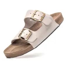 Papete Sandália Birken em Couro Legitimo Feminino Casual Estilo Conforto Gelo