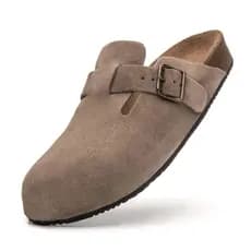 Sandalia Masculina Clog Papete Mule Couro Legitimo Macio Premium Original Marfim