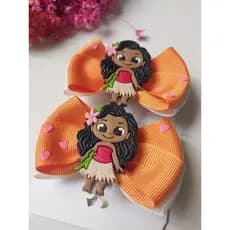 Parzinhos de Laços Temático Moana - Laços na presilha - Laço  de cabelo Moana