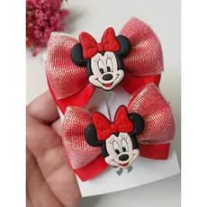 🎀 Parzinho Laço Minnie Vermelho Luxo com Aplique 🎀