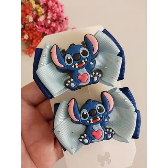 Parzinhos de Laços Temático Stitch - Parzinhos de Laços  - Laços na presilha de cabelo Stitch