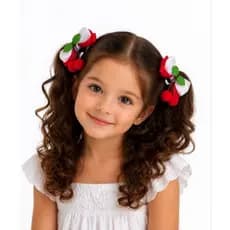 Laço Infantil Cerejinha 🍒 Antideslizante | Par Luxo Bebê Menina