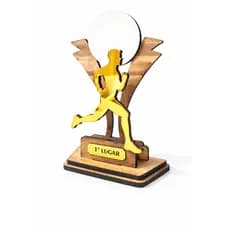 Troféus Corrida 21 CM Estrutura em MDF e Acrílico Eventos Institucionais Masculino e Feminino