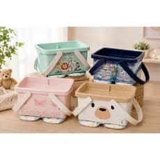 Porta Fraldas Infantil Plástico Prático Organização Quarto Bebê Kit Higiene Fralda Decorado Plasútil