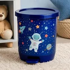 Lixeira C/ Pedal Astronauta Azul Menino Quarto Bebê 6,5L Lixeira Infantil Decoração Organização Limpeza Lixo Plasútil