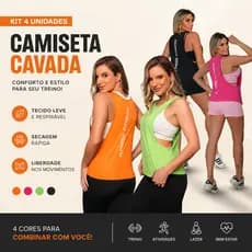 Kit 4 Regatas Feminina De academia Regata Cavada Roupa Para Academia FitnessTreino Corrida