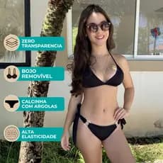 Conjunto Biquini Infantil Juvenil Meninas Mocinha Top Fixo Bojo Removível Calcinha Argola Regulável