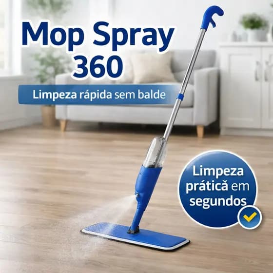 Mop Spray Esfregão Com Reservatorio 360 Multiuso Limpeza Facil Pratico Rodo Giratorio