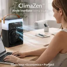 Climatizador Mini Ventilador Portátil Refrigerador Umidificado LED Bivolt Silencioso Compacto