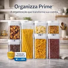Kit 7 Potes Herméticos Vedação Organizador Alimentação Alimento Multiuso Conserva Cozinha