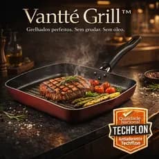 Frigideira Antiaderente Bifeteira Grill Techflon Durável Nacional Cozinha Saudável