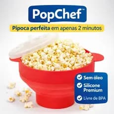 Pipoqueira Microondas Silicone Balde Pipoca Pratica Livre de BPA Reutilizavel Com Tampa