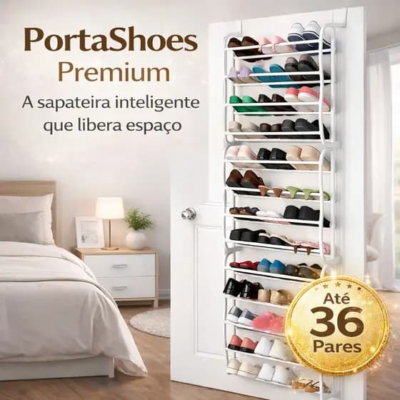 Sapateira Vertical Organizador Sapatos Porta Espaco Compacto 36 Pares Branco Parede Calçados Armário