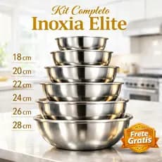 Bowl Inox Tigela Bacia Aço Tigela Funda Saladeira Profissional 28CM 26CM 24CM 22CM 20CM 18CM