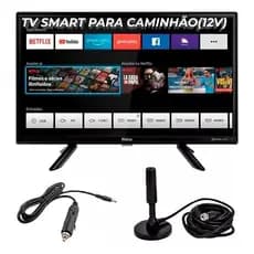 Tv Smart Digital 12v 24 Polegadas 12 Volts Para Caminhão + Antena interna para cabines vans motorhome 12v