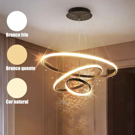 3 Cores em 1 luz Lustre Pendente Três Anéis Para Sala sala jantar Quarto Cozinha Led Lustre O15