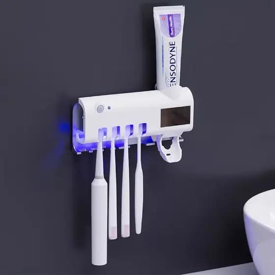 Dispensador de Pasta Dental com Porta-escovas e Esterilizador UV Automático -K8
