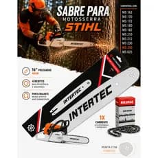 Kit sabre 16 polegadas + 1 corrente 27 dentes + 1 Elo para motosserra Stihl MS250 MS025