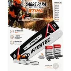 Kit sabre 16 polegadas + 2 correntes 28 dentes para motosserra Stihl MS250 MS025