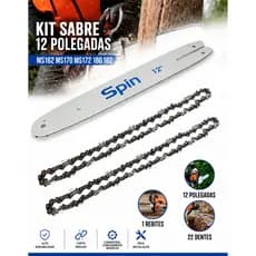 Kit sabre 12 polegadas + 2 correntes 22 dentes para motosserra Stihl MS170 MS180