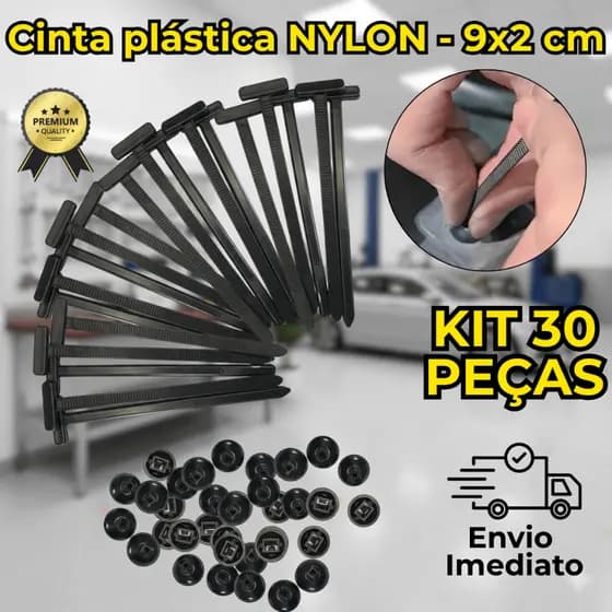 Jogo 10/30 Abraçadeira de Nylon Plástica Universal Automática Fivela Fixador Multiuso Carro Moto Cas