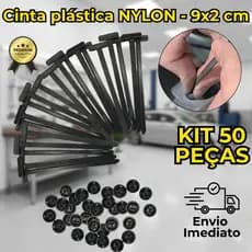 Jogo 5/50 Abraçadeira de Nylon Plástica Universal Automática Fivela Fixador Multiuso Carro Moto Casa