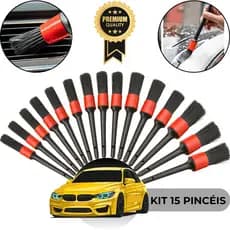 Kit 5/10/15 Peças Pincel de Limpeza Detalhamento Lavagem Automotiva Interno Externo Roda Couro Motor